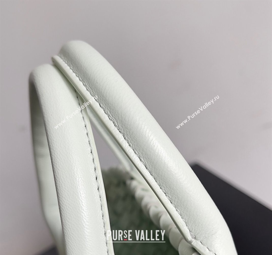 Bottega Veneta Mini Cabat Tote Bag in Intreccio Leather Glacier Green 2023 709464 (YX-231225009)