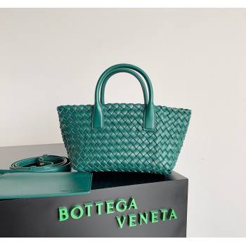 Bottega Veneta Mini Cabat Tote Bag in Intreccio Leather Dark Green 2023 709464 (YX-231225010)