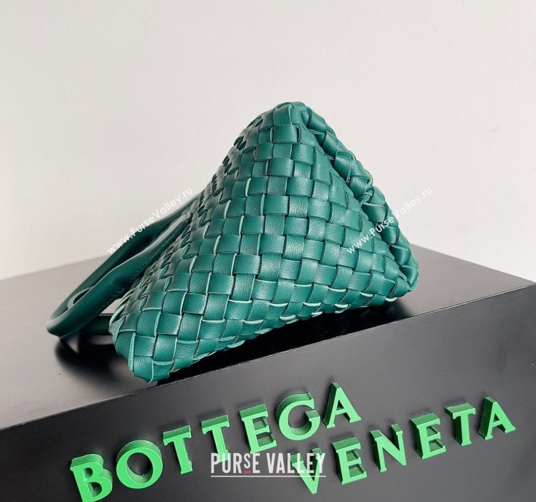 Bottega Veneta Mini Cabat Tote Bag in Intreccio Leather Dark Green 2023 709464 (YX-231225010)