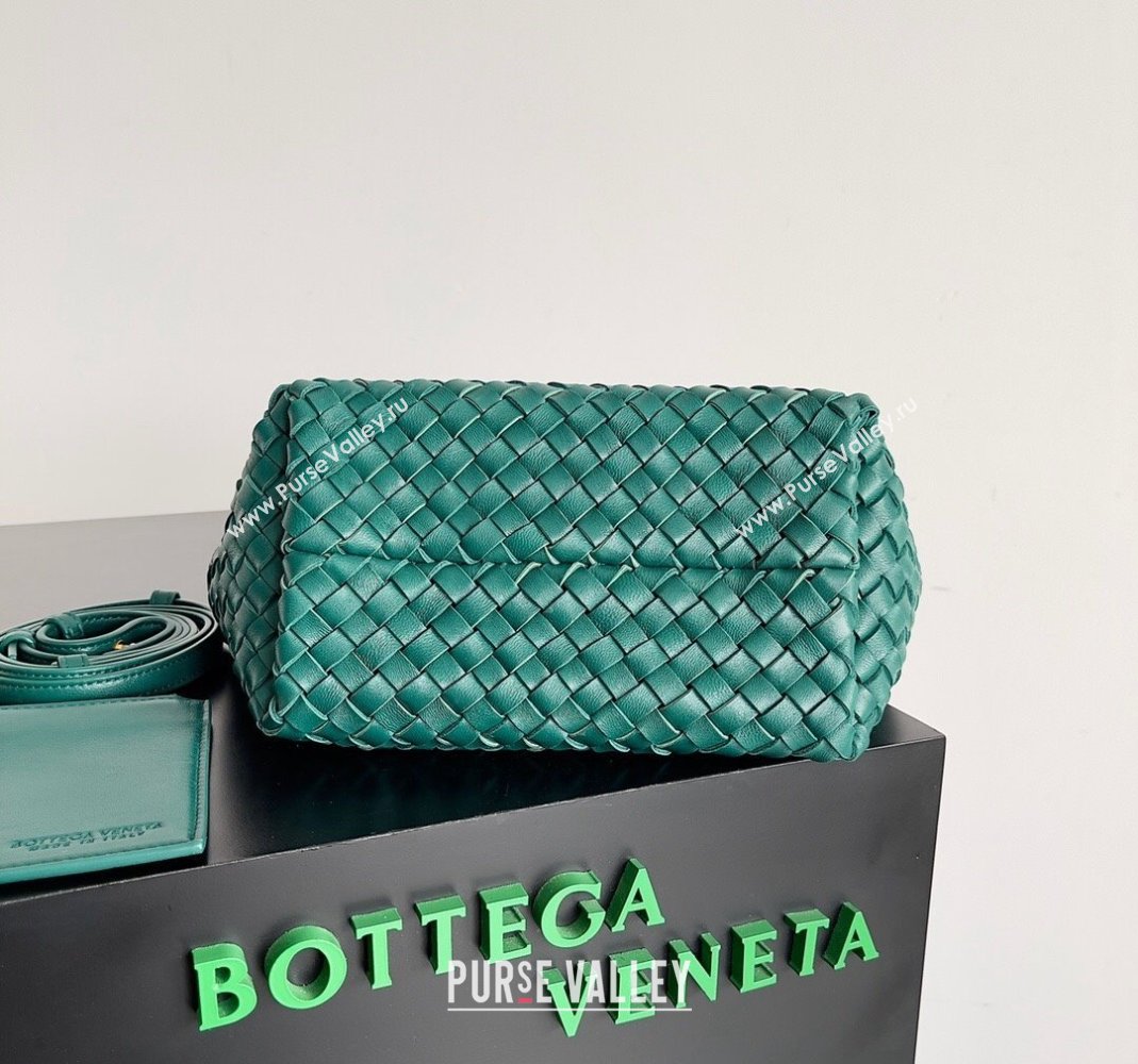 Bottega Veneta Mini Cabat Tote Bag in Intreccio Leather Dark Green 2023 709464 (YX-231225010)