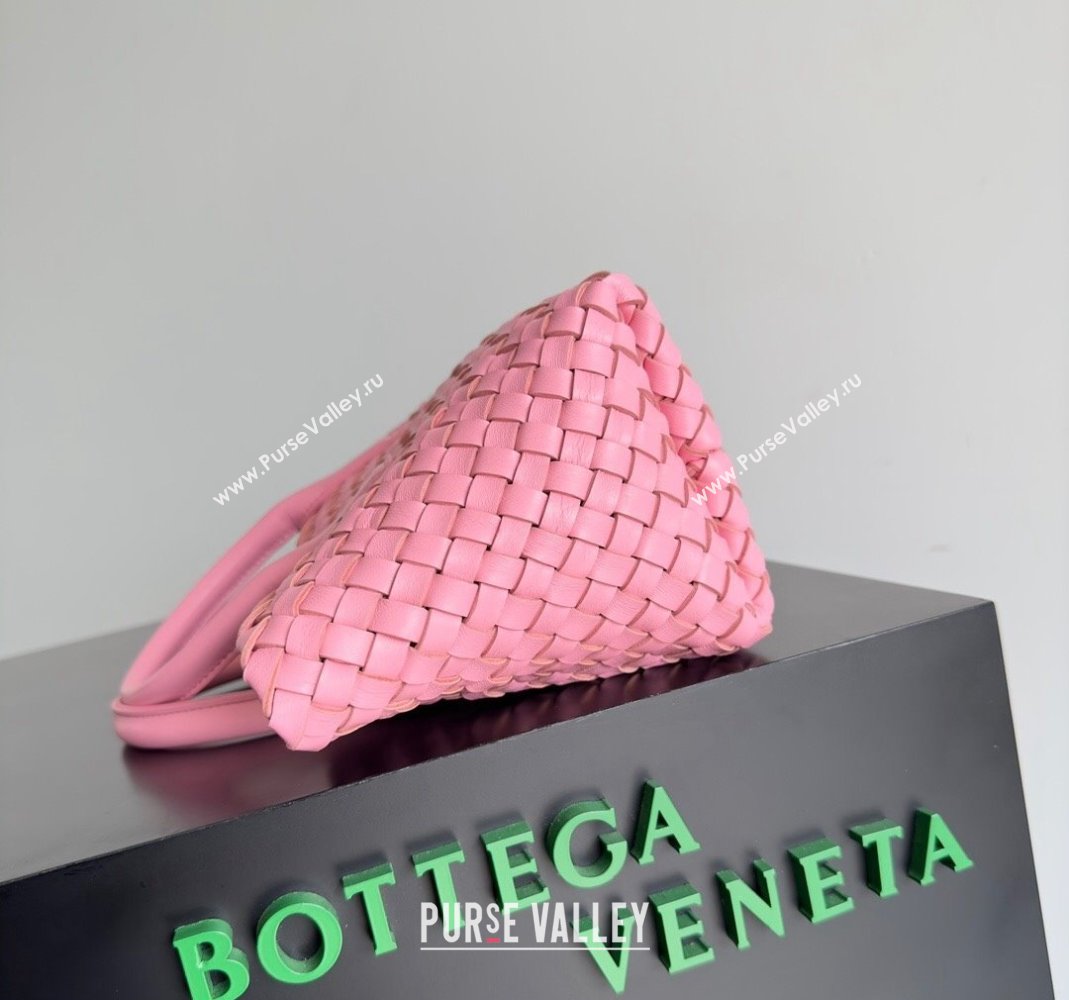 Bottega Veneta Mini Cabat Tote Bag in Intreccio Leather Pink 2 2023 709464 (YX-231225011)