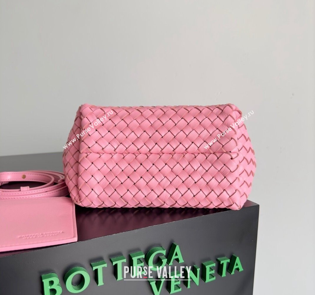 Bottega Veneta Mini Cabat Tote Bag in Intreccio Leather Pink 2 2023 709464 (YX-231225011)