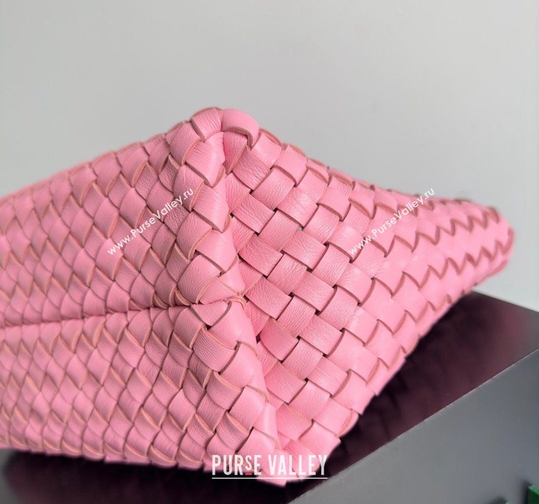 Bottega Veneta Mini Cabat Tote Bag in Intreccio Leather Pink 2 2023 709464 (YX-231225011)