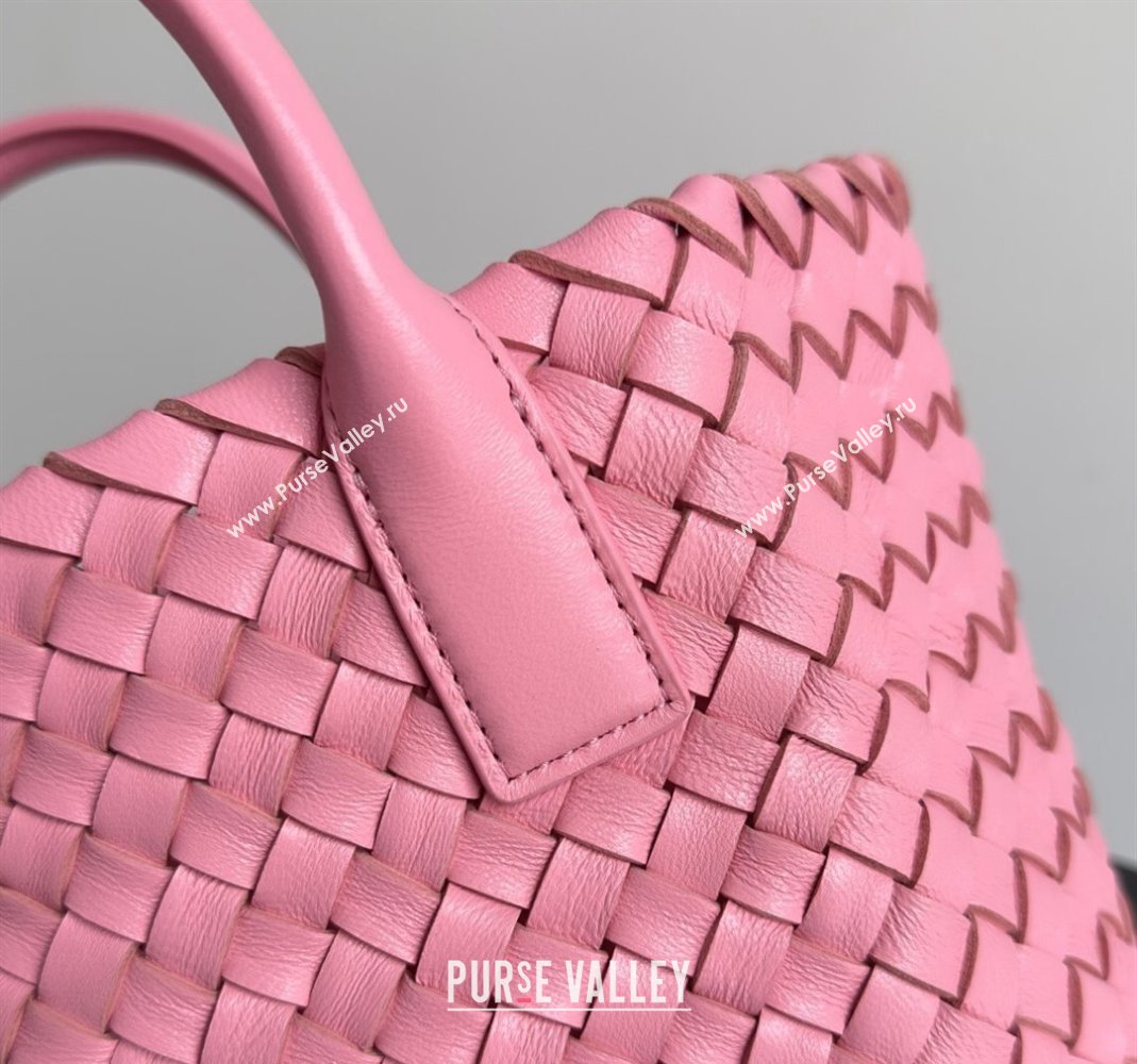 Bottega Veneta Mini Cabat Tote Bag in Intreccio Leather Pink 2 2023 709464 (YX-231225011)