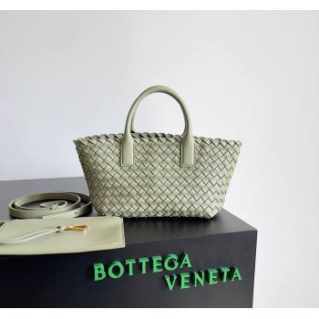 Bottega Veneta Mini Cabat Tote Bag in Intreccio Leather Travertine Green 2023 709464 (YX-231225012)