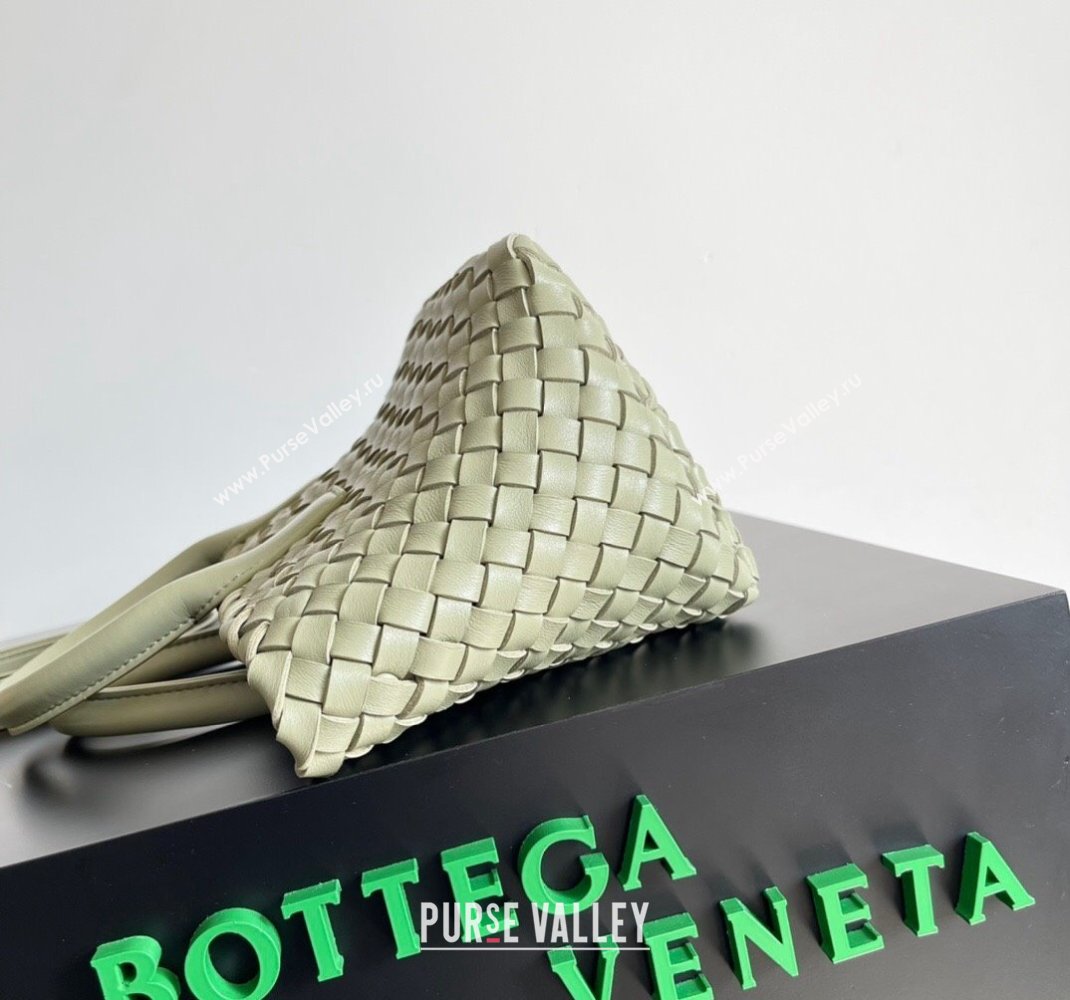 Bottega Veneta Mini Cabat Tote Bag in Intreccio Leather Travertine Green 2023 709464 (YX-231225012)