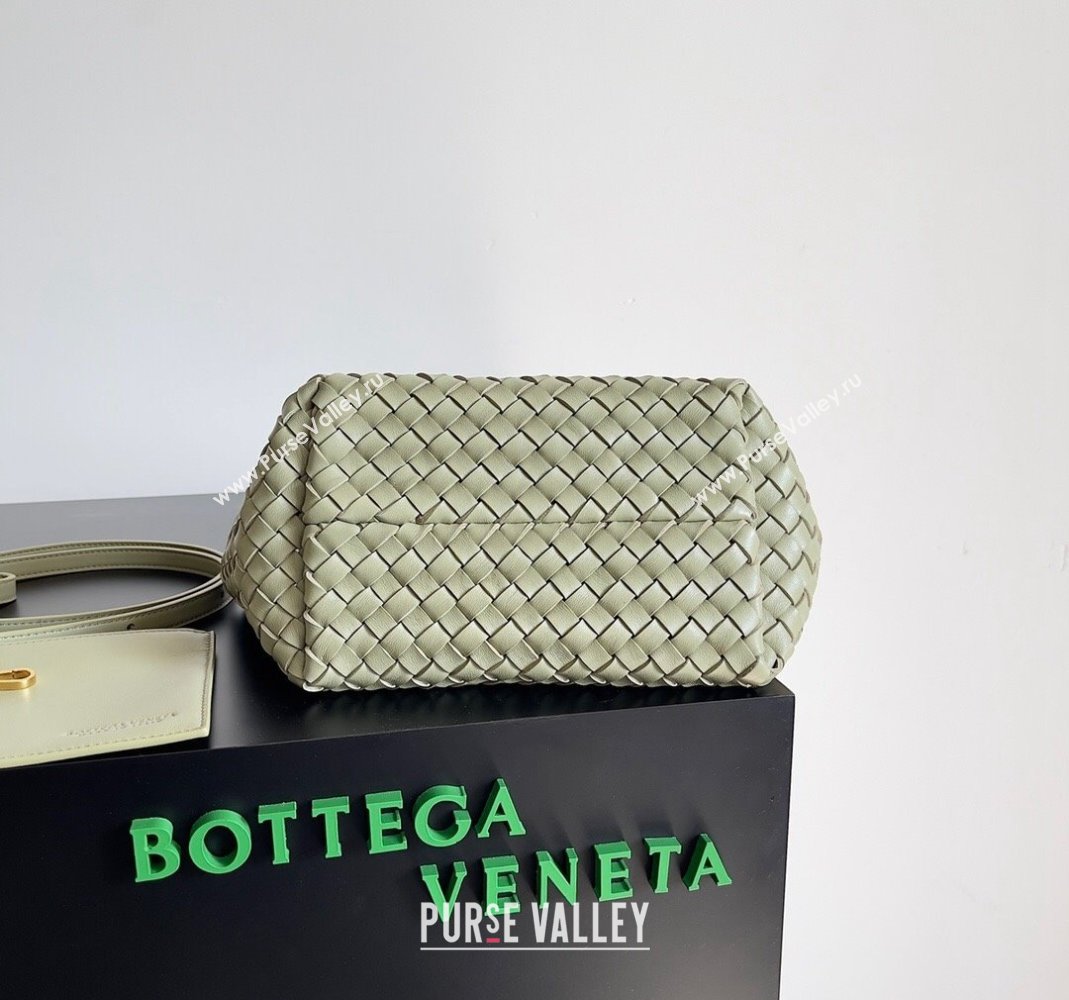 Bottega Veneta Mini Cabat Tote Bag in Intreccio Leather Travertine Green 2023 709464 (YX-231225012)