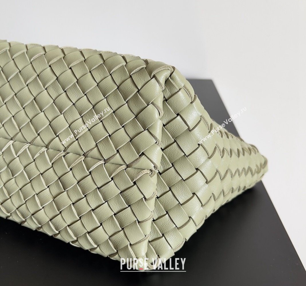 Bottega Veneta Mini Cabat Tote Bag in Intreccio Leather Travertine Green 2023 709464 (YX-231225012)