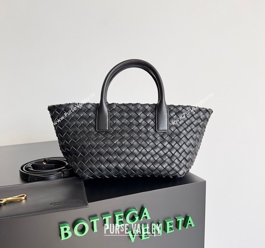 Bottega Veneta Mini Cabat Tote Bag in Intreccio Leather Black 2023 709464 (YX-231225013)