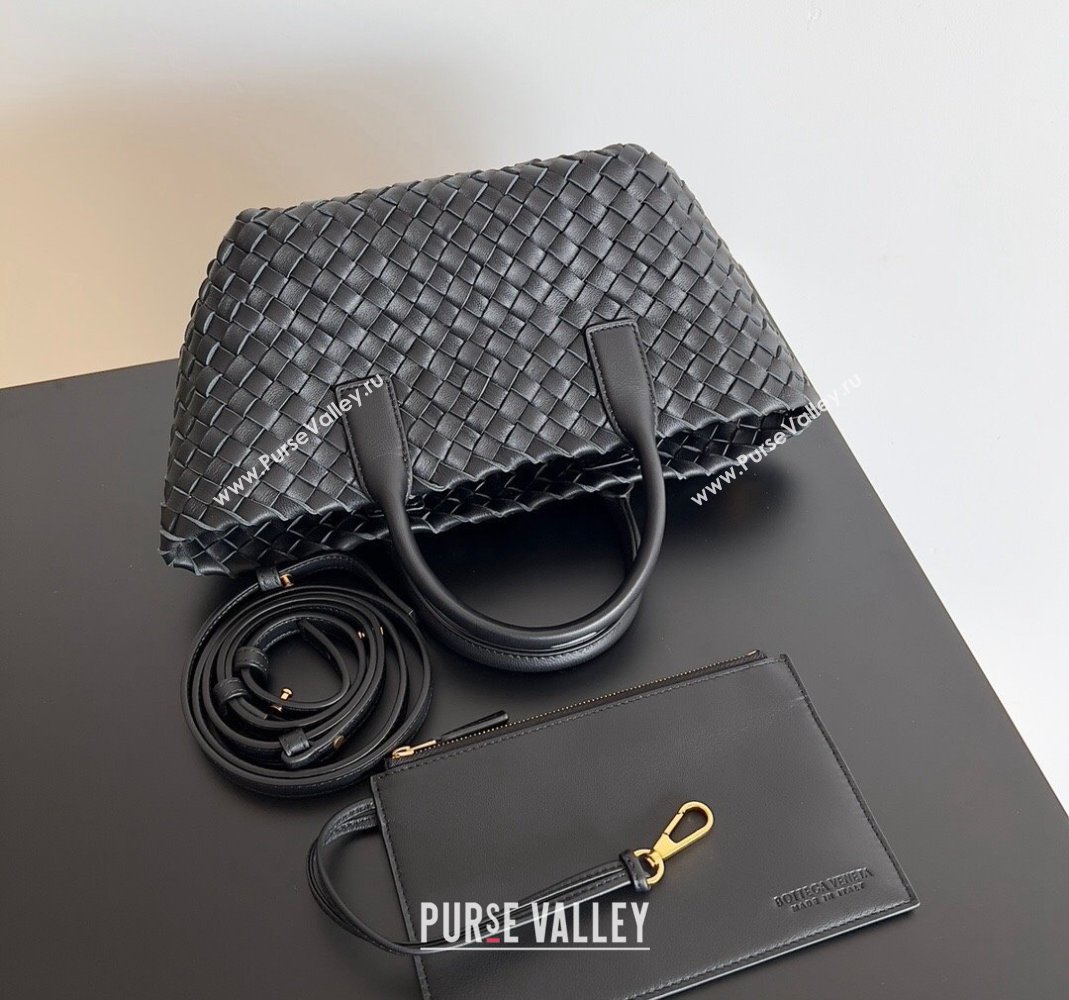 Bottega Veneta Mini Cabat Tote Bag in Intreccio Leather Black 2023 709464 (YX-231225013)