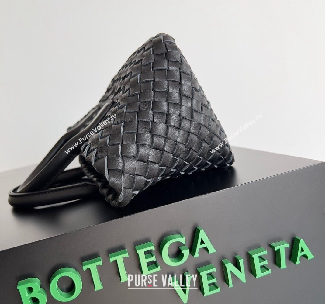 Bottega Veneta Mini Cabat Tote Bag in Intreccio Leather Black 2023 709464 (YX-231225013)