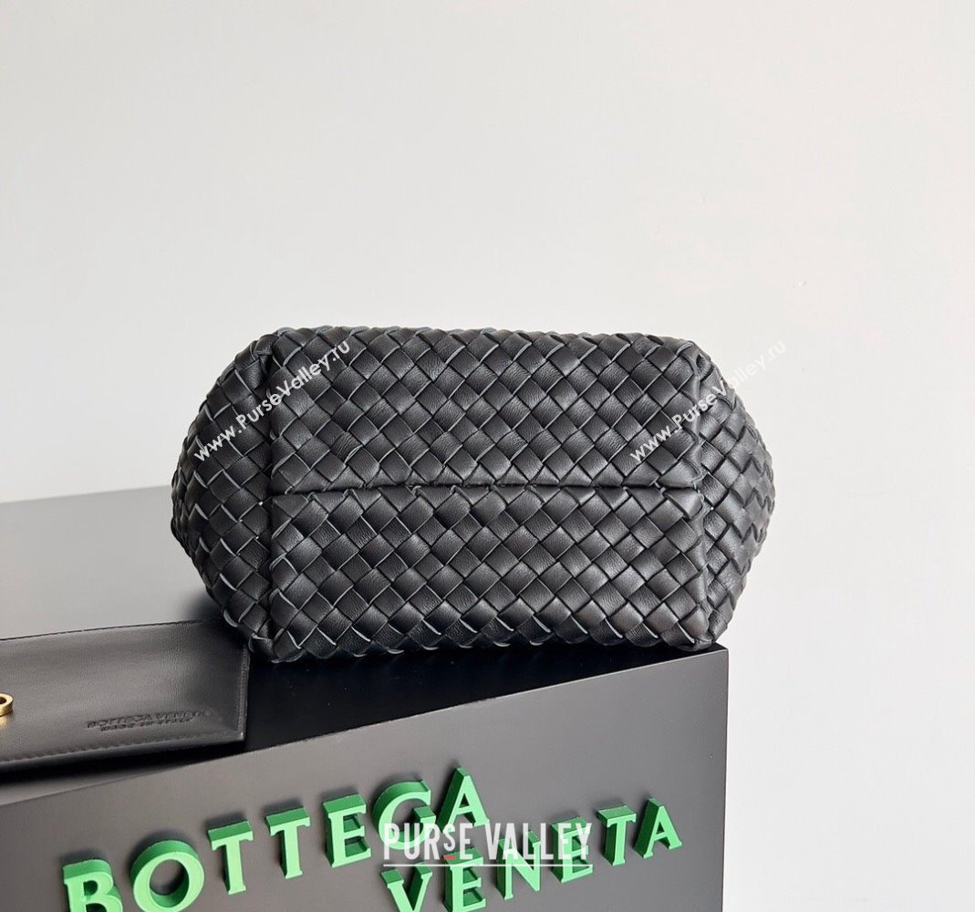 Bottega Veneta Mini Cabat Tote Bag in Intreccio Leather Black 2023 709464 (YX-231225013)