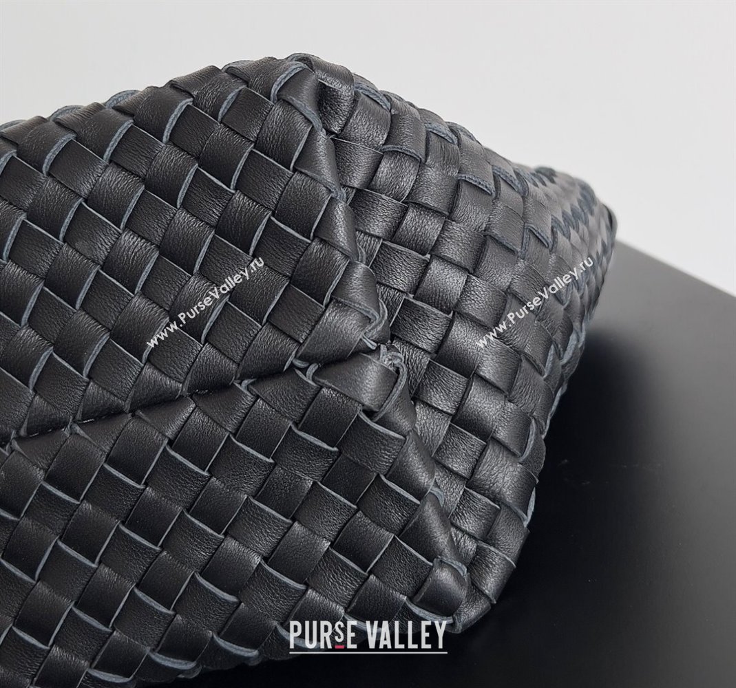 Bottega Veneta Mini Cabat Tote Bag in Intreccio Leather Black 2023 709464 (YX-231225013)