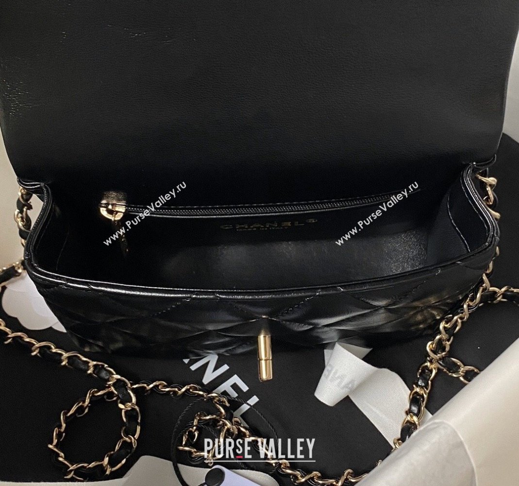 Chanel Shiny Calfskin Small Flap Bag with Top handle AS4543 Black 2023 (yezi-231226062)