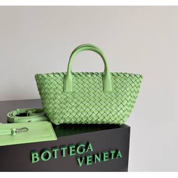 Bottega Veneta Mini Cabat Tote Bag in Intreccio Leather Light Green 2023 709464 (YX-231225014)