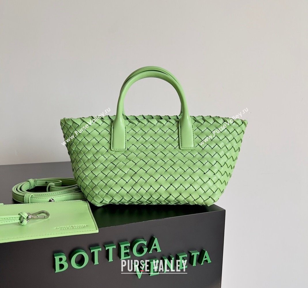 Bottega Veneta Mini Cabat Tote Bag in Intreccio Leather Light Green 2023 709464 (YX-231225014)