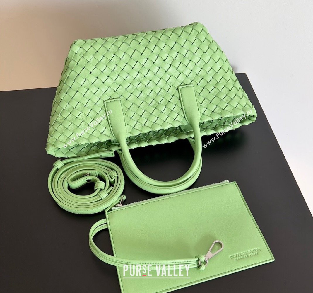 Bottega Veneta Mini Cabat Tote Bag in Intreccio Leather Light Green 2023 709464 (YX-231225014)