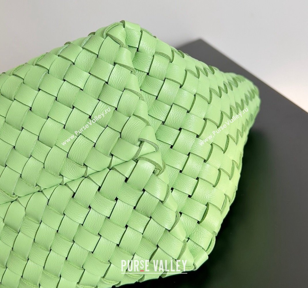 Bottega Veneta Mini Cabat Tote Bag in Intreccio Leather Light Green 2023 709464 (YX-231225014)