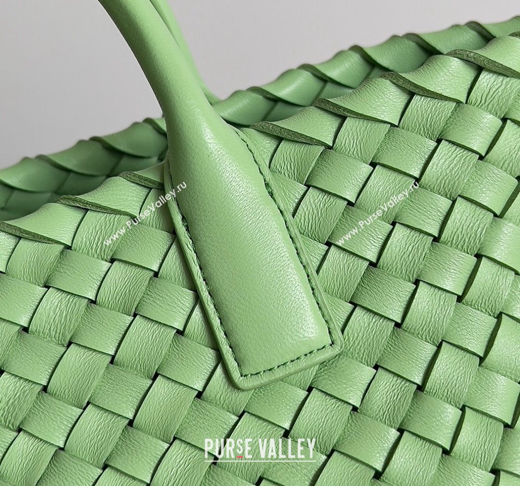 Bottega Veneta Mini Cabat Tote Bag in Intreccio Leather Light Green 2023 709464 (YX-231225014)