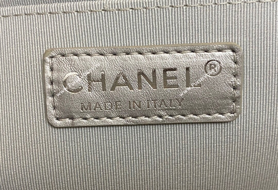 Chanel XL Airline Travel Flap Bag in Grained Leather All Silver 2023 1226 (yezi-2312260108)