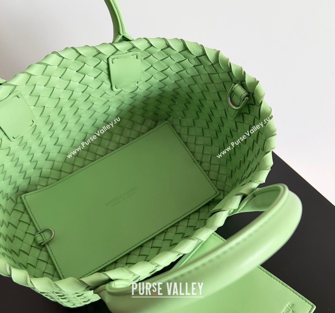 Bottega Veneta Mini Cabat Tote Bag in Intreccio Leather Light Green 2023 709464 (YX-231225014)