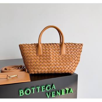 Bottega Veneta Mini Cabat Tote Bag in Intreccio Leather Caramel Brown 2023 709464 (YX-231225015)