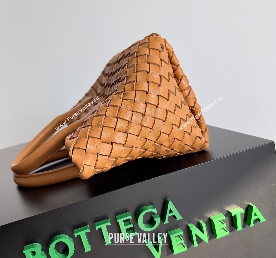 Bottega Veneta Mini Cabat Tote Bag in Intreccio Leather Caramel Brown 2023 709464 (YX-231225015)