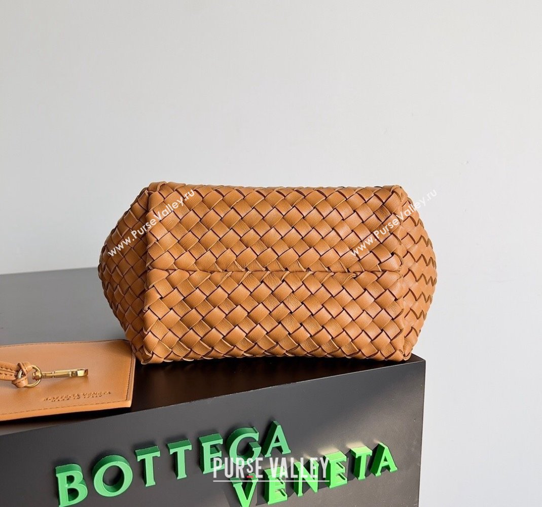 Bottega Veneta Mini Cabat Tote Bag in Intreccio Leather Caramel Brown 2023 709464 (YX-231225015)