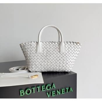 Bottega Veneta Mini Cabat Tote Bag in Intreccio Leather White 2023 709464 (YX-231225016)