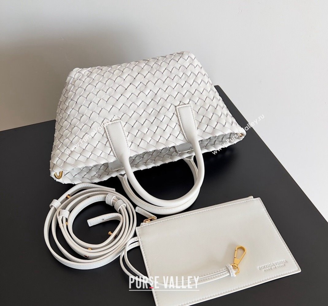 Bottega Veneta Mini Cabat Tote Bag in Intreccio Leather White 2023 709464 (YX-231225016)