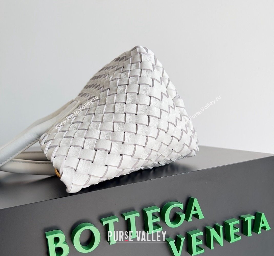 Bottega Veneta Mini Cabat Tote Bag in Intreccio Leather White 2023 709464 (YX-231225016)