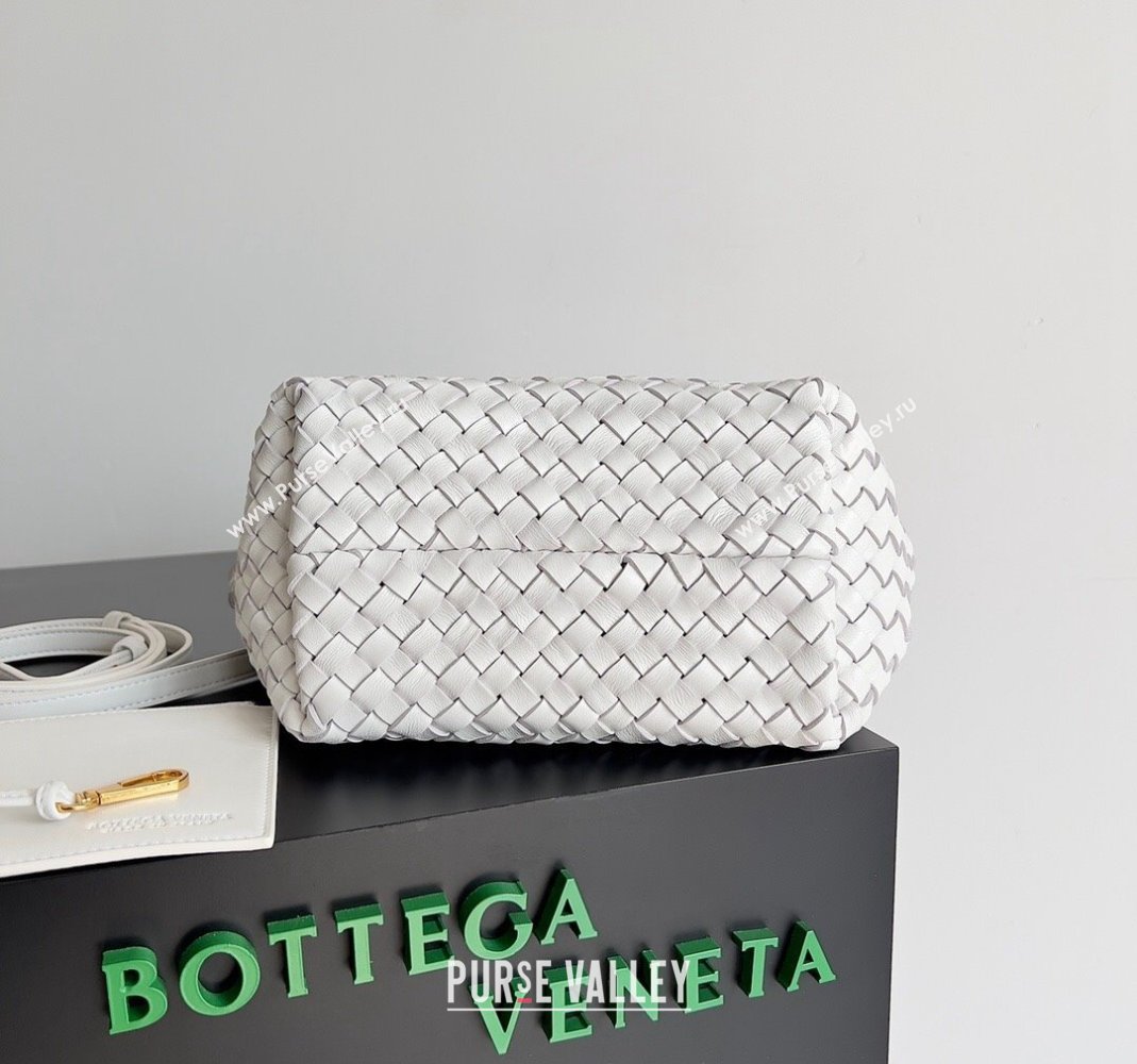 Bottega Veneta Mini Cabat Tote Bag in Intreccio Leather White 2023 709464 (YX-231225016)