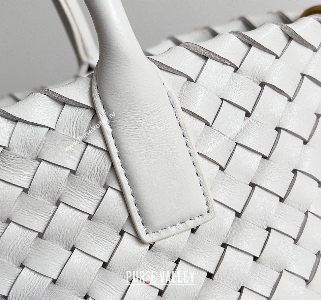 Bottega Veneta Mini Cabat Tote Bag in Intreccio Leather White 2023 709464 (YX-231225016)