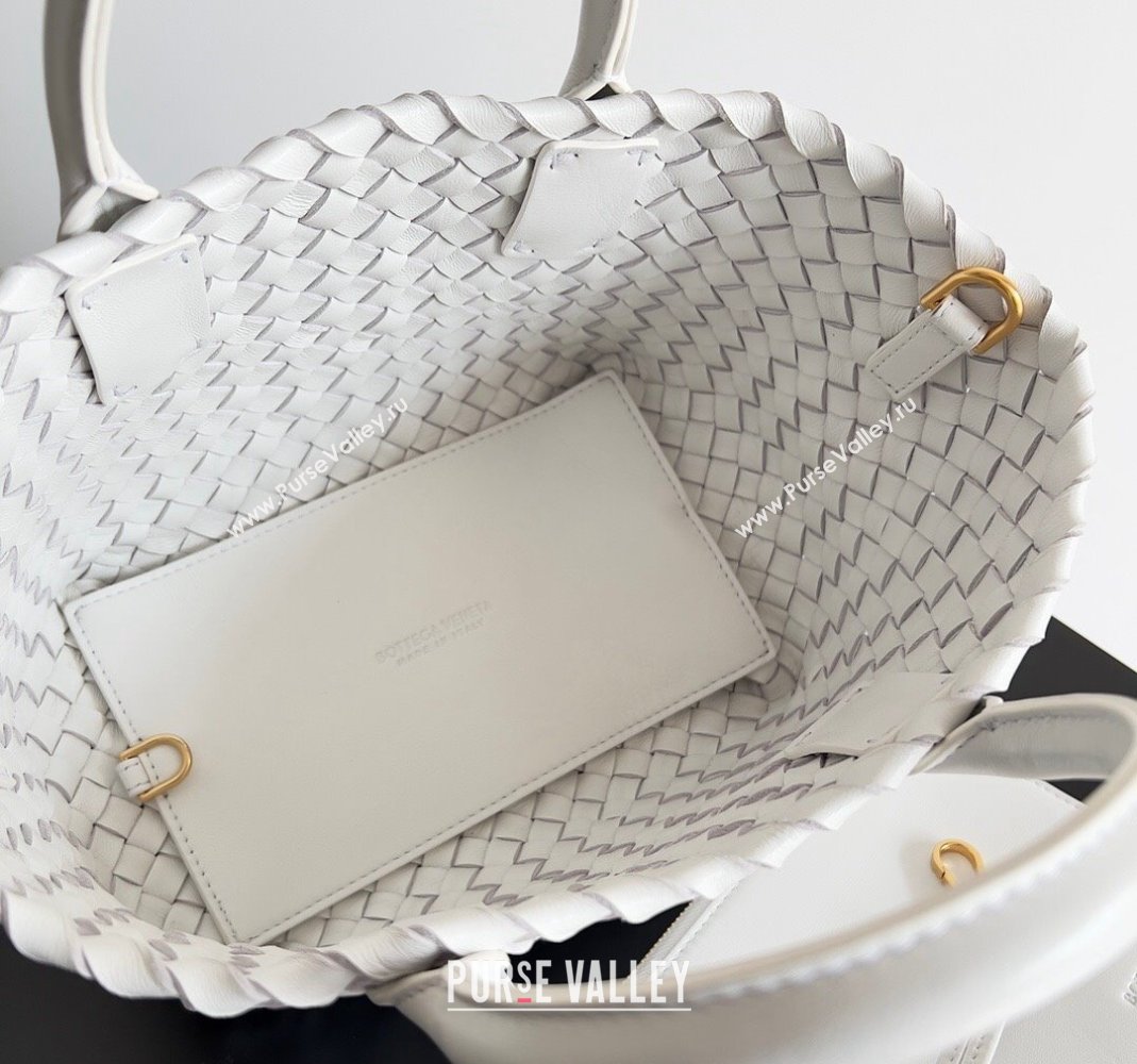 Bottega Veneta Mini Cabat Tote Bag in Intreccio Leather White 2023 709464 (YX-231225016)