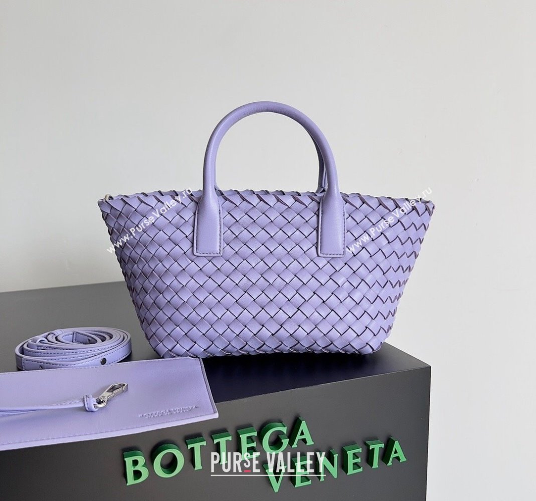 Bottega Veneta Mini Cabat Tote Bag in Intreccio Leather Purple 2 2023 709464 (YX-231225017)