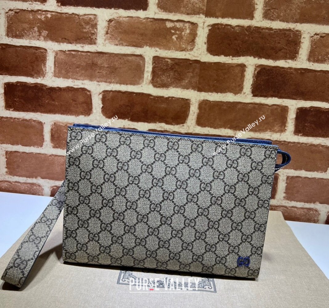 Gucci Canvas Pouch with GG Detail 768255 Blue 2023 (DLH-231229106)