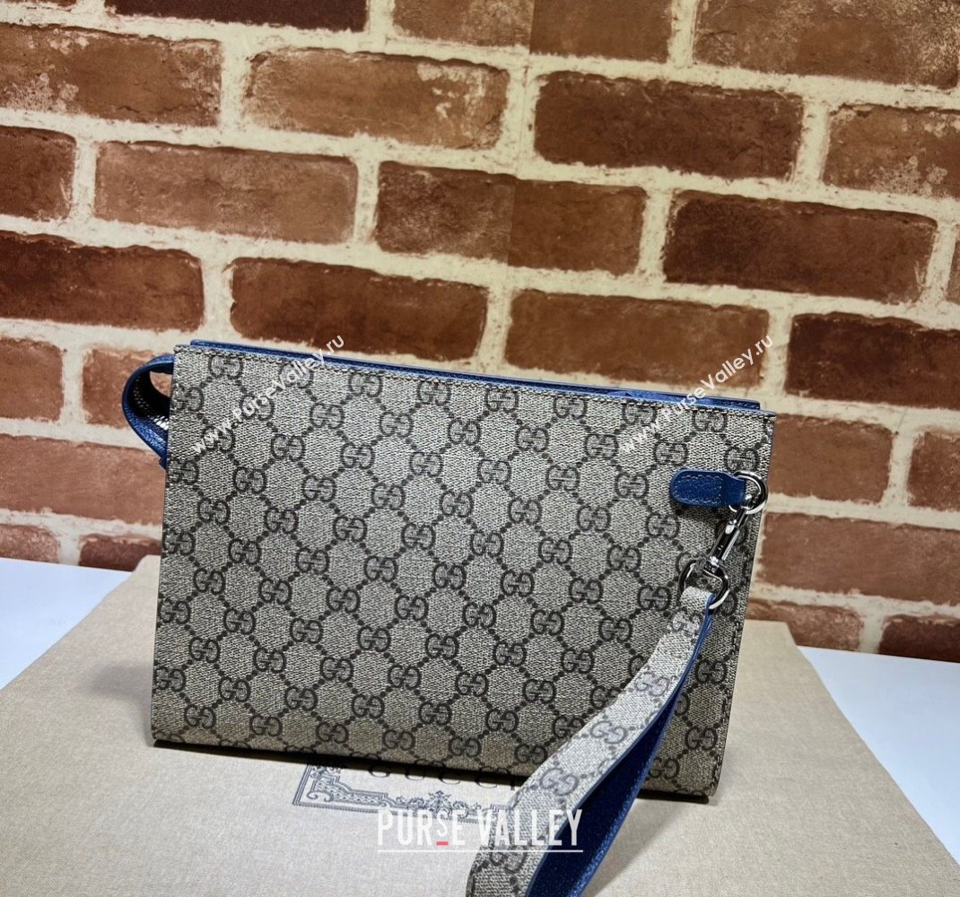 Gucci Canvas Pouch with GG Detail 768255 Blue 2023 (DLH-231229106)