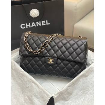 Chanel XL Airline Travel Flap Bag in Grained Leather Black/Gold 2023 1226 (yezi-2312260110)