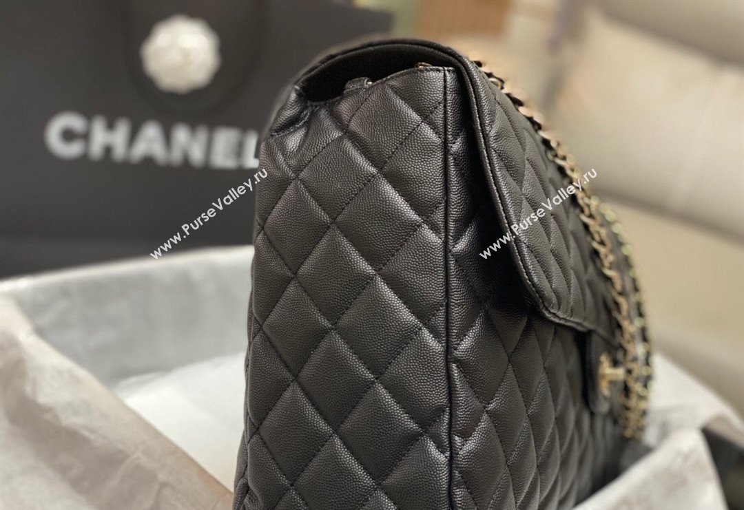 Chanel XL Airline Travel Flap Bag in Grained Leather Black/Gold 2023 1226 (yezi-2312260110)