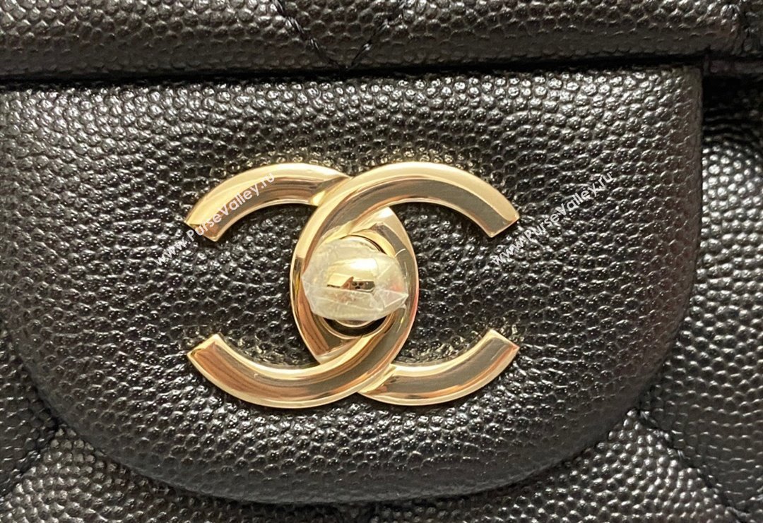 Chanel XL Airline Travel Flap Bag in Grained Leather Black/Gold 2023 1226 (yezi-2312260110)