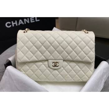 Chanel XL Airline Travel Flap Bag in Grained Leather White/Gold 2023 1226 (yezi-2312260111)