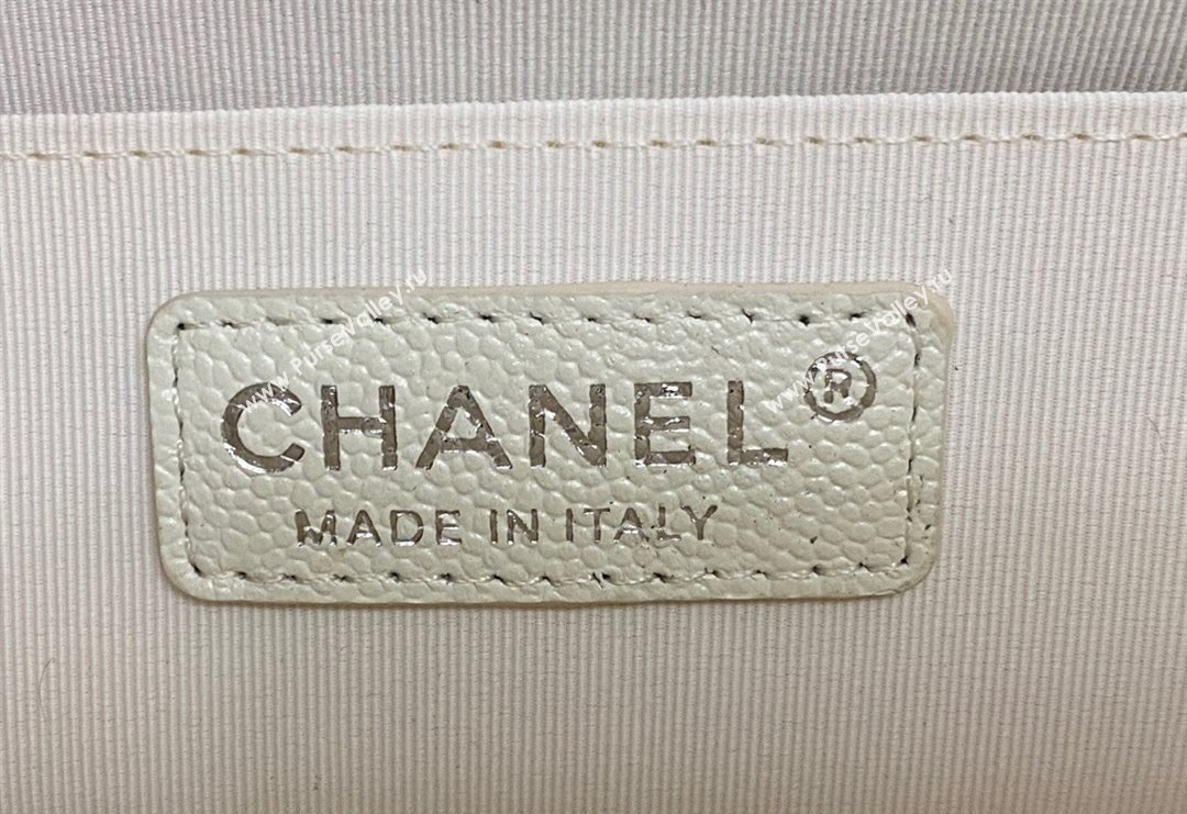 Chanel XL Airline Travel Flap Bag in Grained Leather White/Silver 2023 1226 (yezi-2312260112)