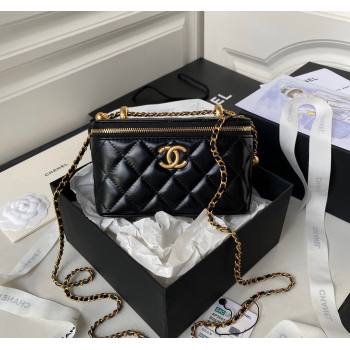 Chanel Quilted Lambskin Clutch with Chain and Metal-Tone Ball AP3651 Black 2023 (yezi-231226069)