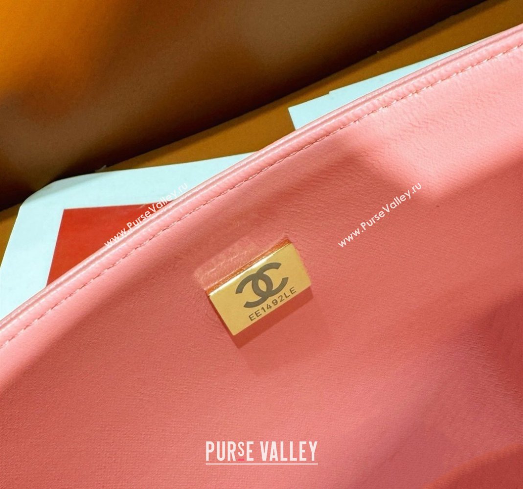 Chanel Lambskin Classic Flap Bag with Badges Charm A01112 Coral Pink 2023 (yezi-2312260115)