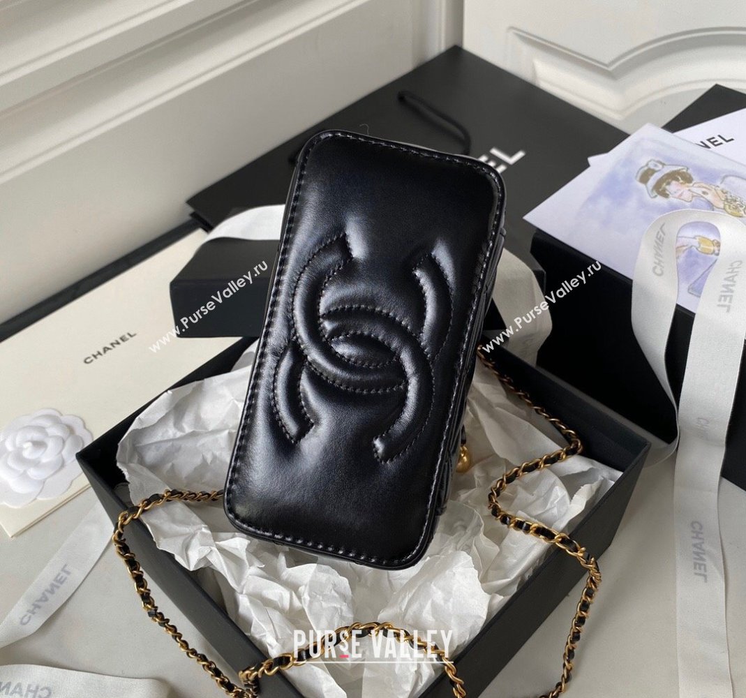 Chanel Quilted Lambskin Clutch with Chain and Metal-Tone Ball AP3651 Black 2023 (yezi-231226069)