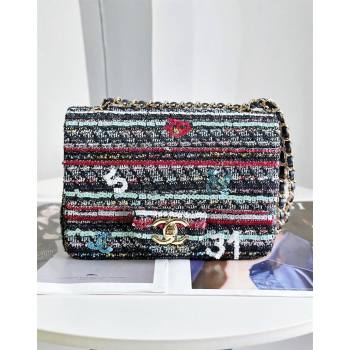 Chanel Sequins and Tweed Striped Square Mini Flap Bag Multicolor 2023 (yezi-2312260126)