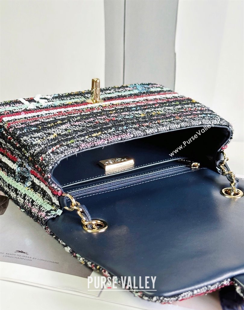 Chanel Sequins and Tweed Striped Square Mini Flap Bag Multicolor 2023 (yezi-2312260126)