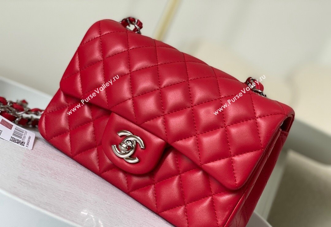 Chanel Lambskin Classic Mini Flap Bag A69900 Red/Silver 2023 (sm-2312260136)