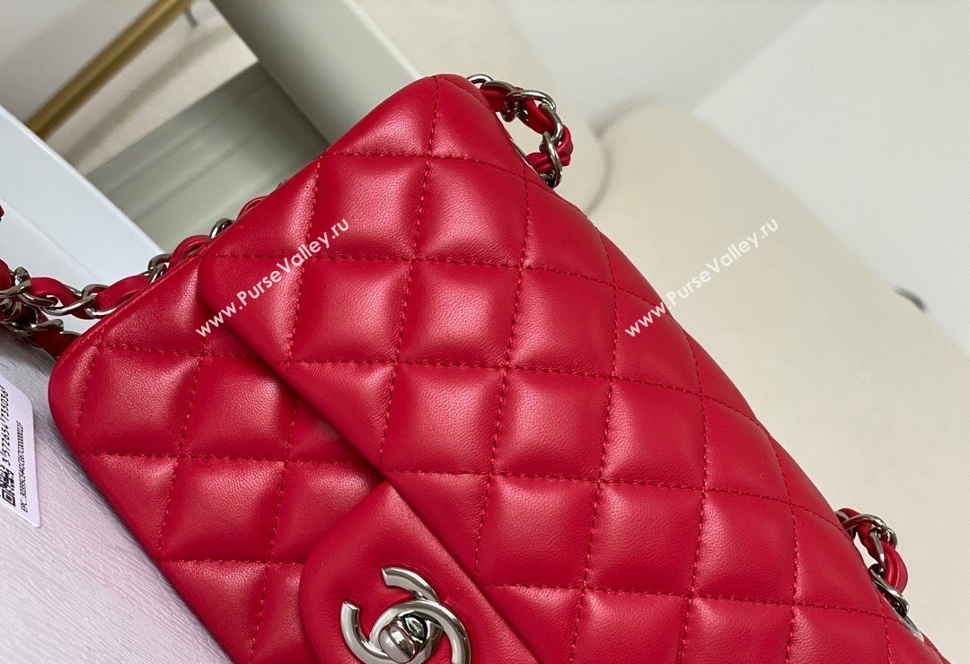 Chanel Lambskin Classic Mini Flap Bag A69900 Red/Silver 2023 (sm-2312260136)