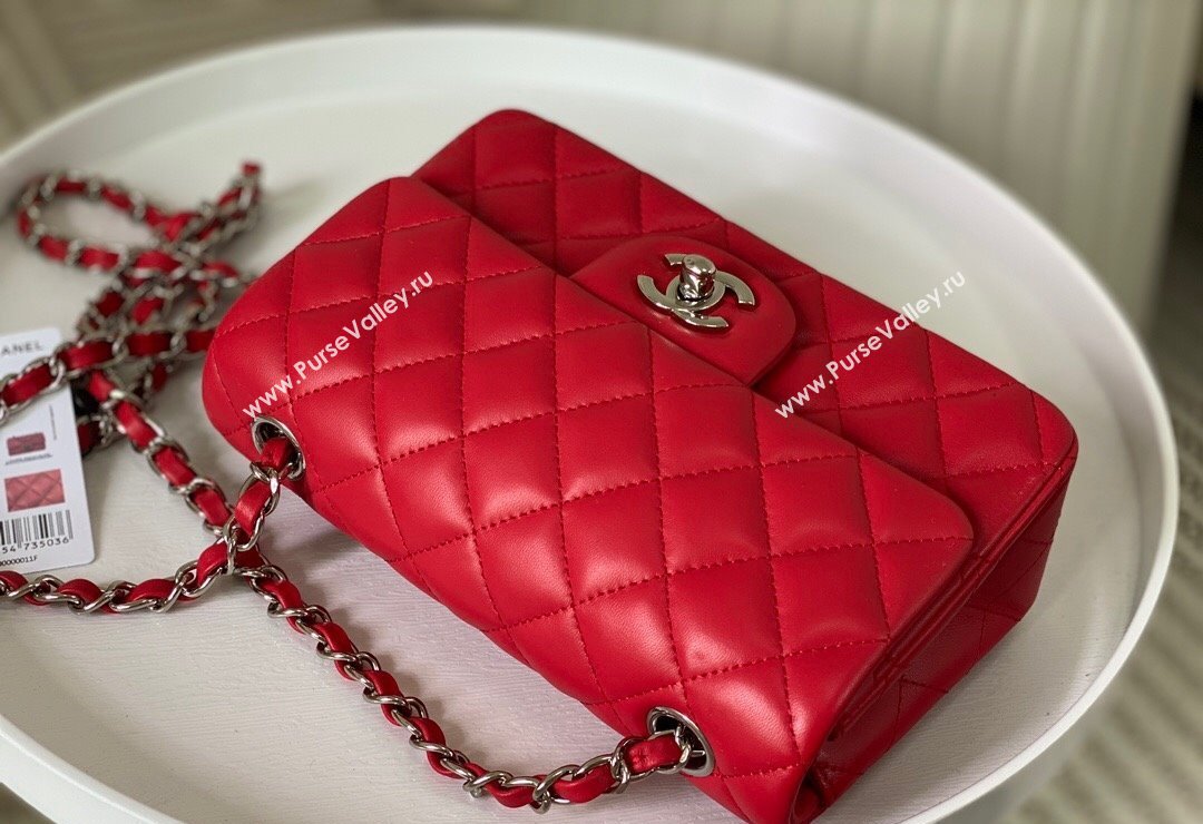 Chanel Lambskin Classic Mini Flap Bag A69900 Red/Silver 2023 (sm-2312260136)